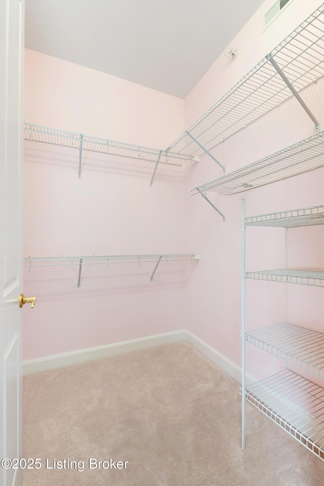 walk in closet with carpet floors and visible vents