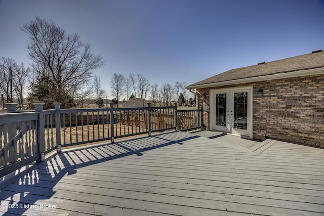 wooden terrace with french doors