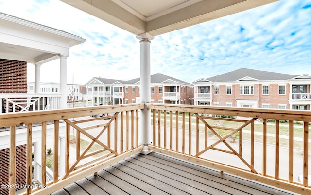 deck with a residential view