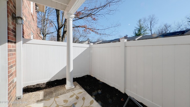 view of patio featuring a fenced backyard