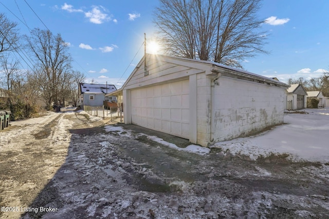 view of detached garage