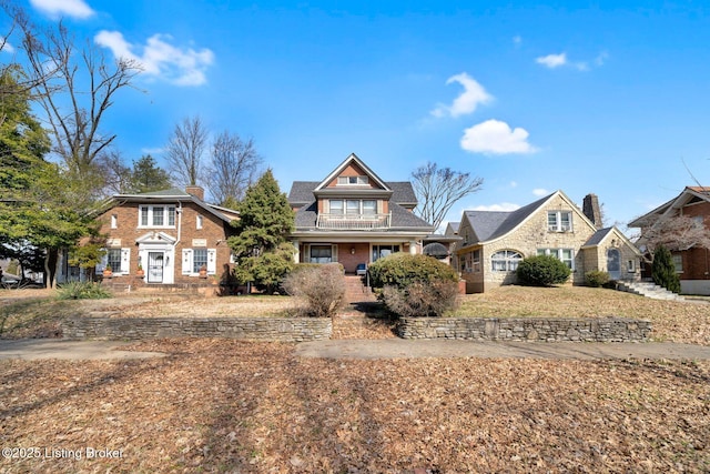 view of front of house with a chimney