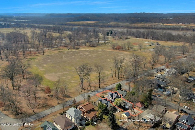 aerial view featuring a rural view