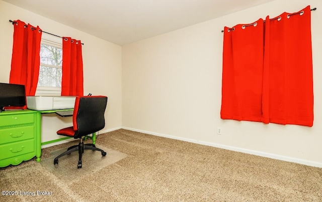 office with carpet floors and baseboards