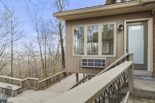 doorway to property with a wooden deck