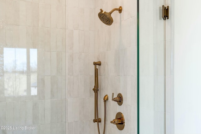 interior details with tiled shower