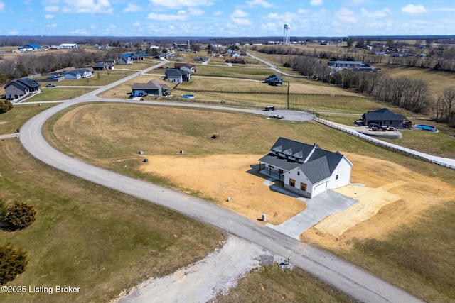 aerial view with a rural view