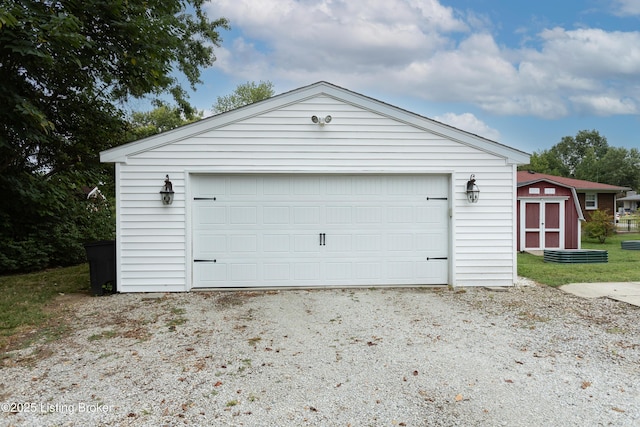 view of detached garage