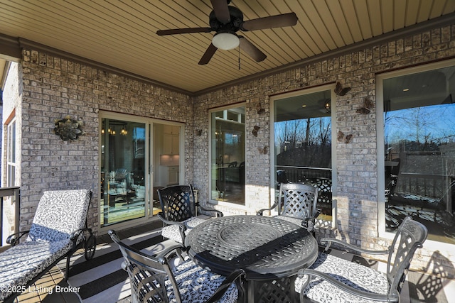 view of patio / terrace with a ceiling fan