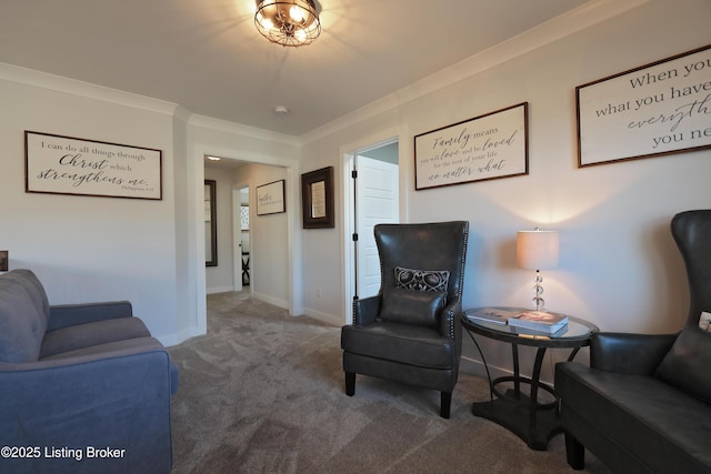 interior space with crown molding and baseboards