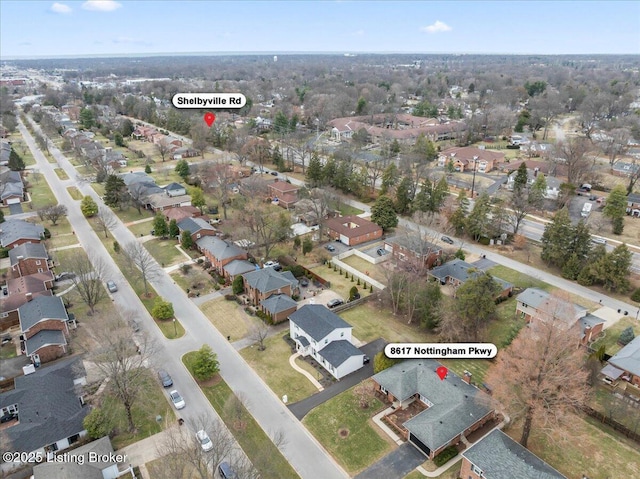 aerial view with a residential view