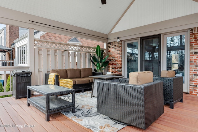 deck with an outdoor hangout area