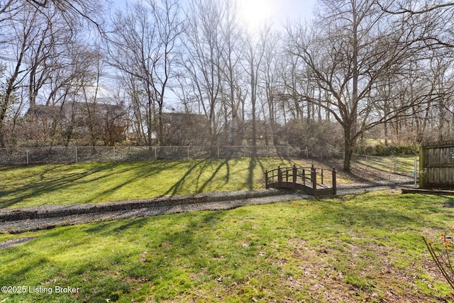 view of yard featuring fence