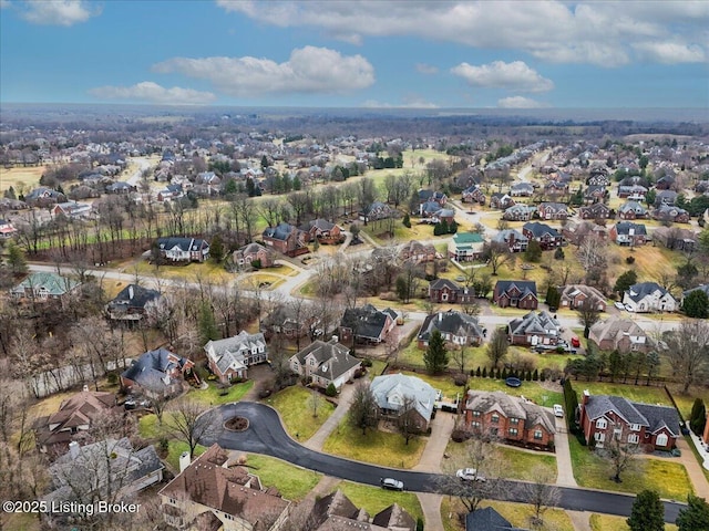 aerial view with a residential view