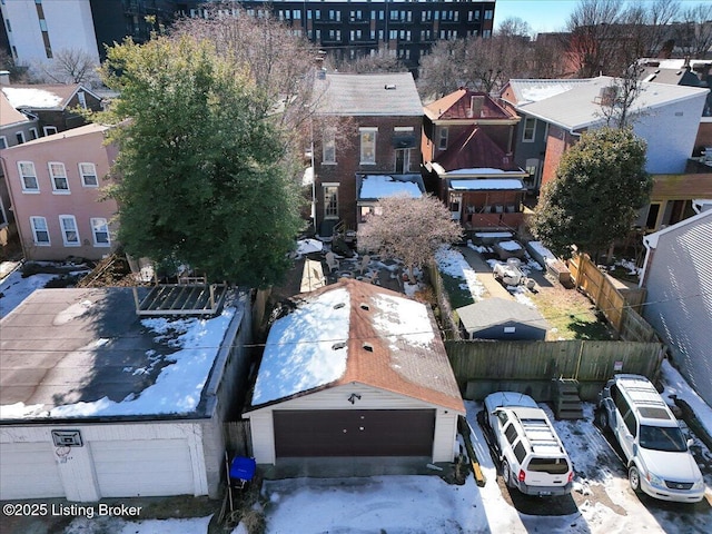 birds eye view of property with a residential view