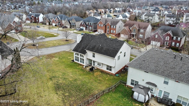 bird's eye view with a residential view