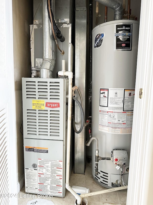 utilities featuring water heater and heating unit