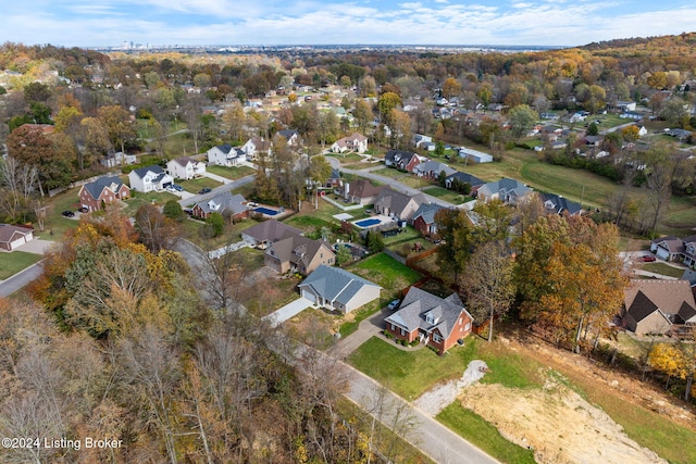 aerial view with a residential view