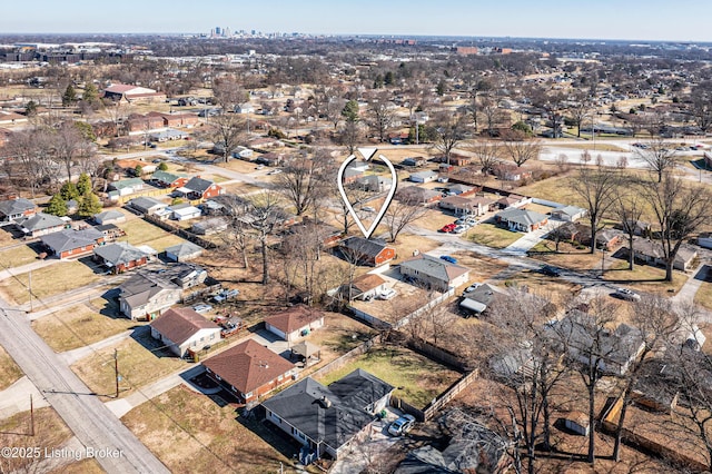 drone / aerial view with a residential view