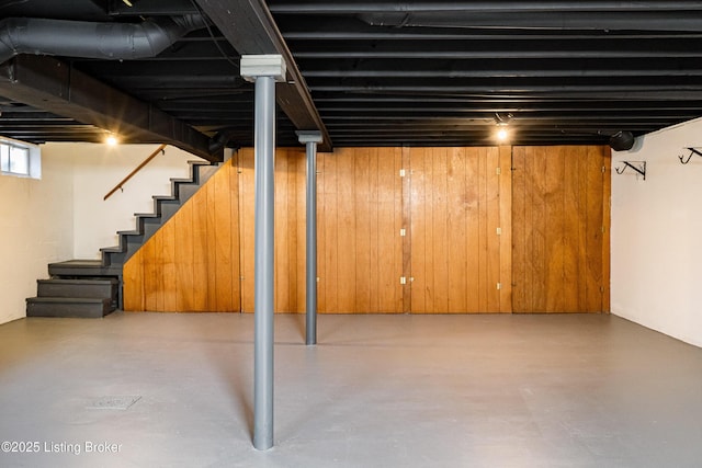 basement featuring stairway