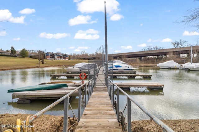 dock area featuring a water view