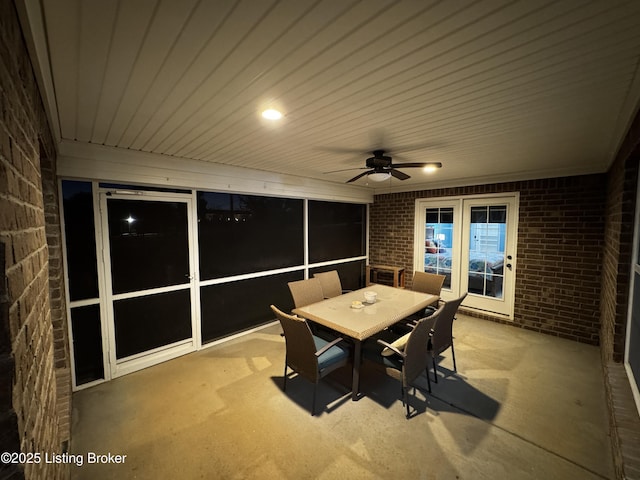 view of patio / terrace featuring outdoor dining area and a ceiling fan