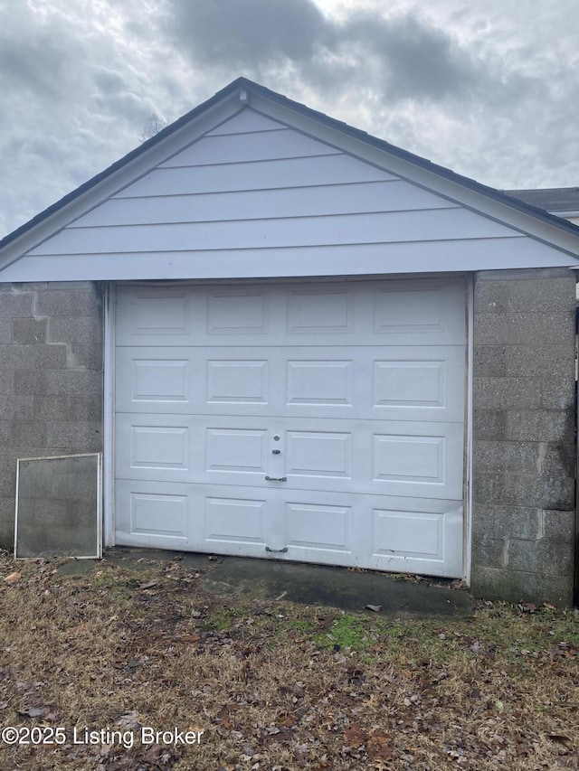 view of garage