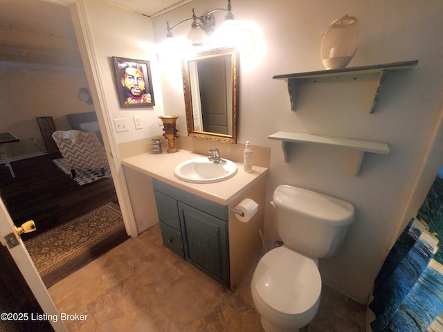 bathroom with toilet and vanity