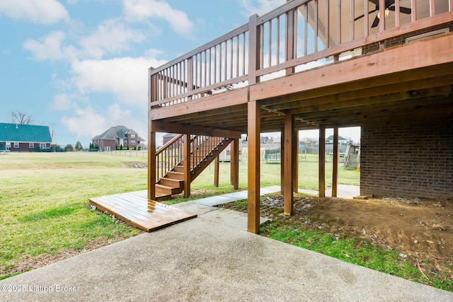 view of patio / terrace with stairway and a deck