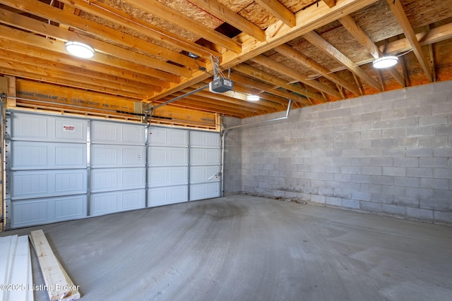 garage with a garage door opener