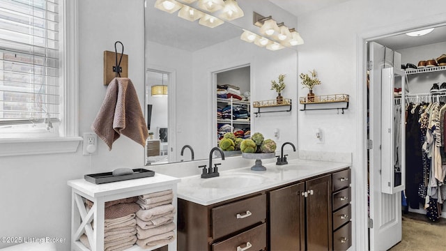 bathroom with a wealth of natural light, a sink, and double vanity