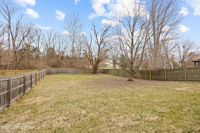 view of yard featuring a fenced backyard