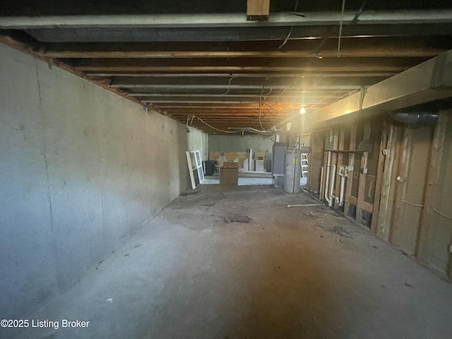 view of unfinished basement