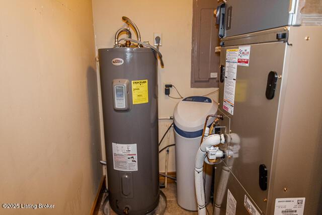 utility room featuring water heater