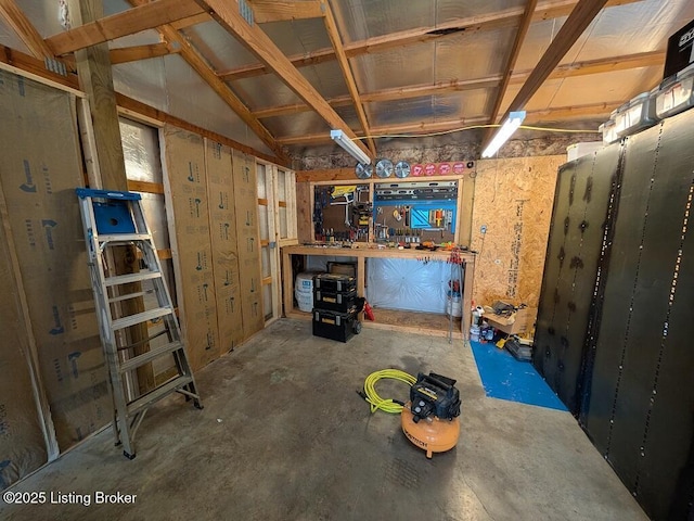 basement featuring a workshop area