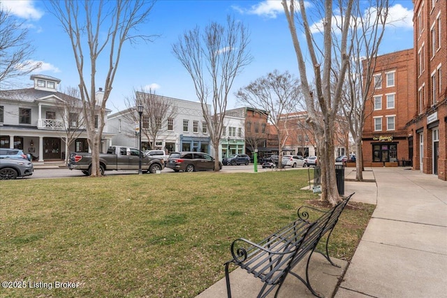 view of home's community with a lawn