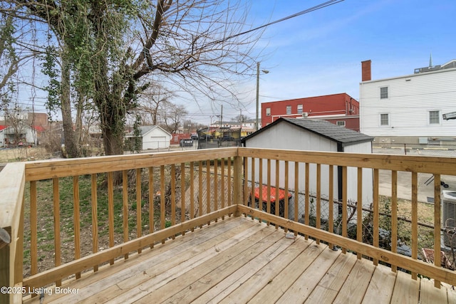 deck featuring an outbuilding