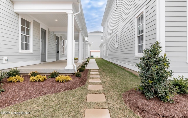 view of yard featuring a porch