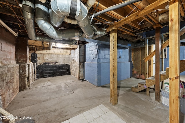 view of unfinished basement