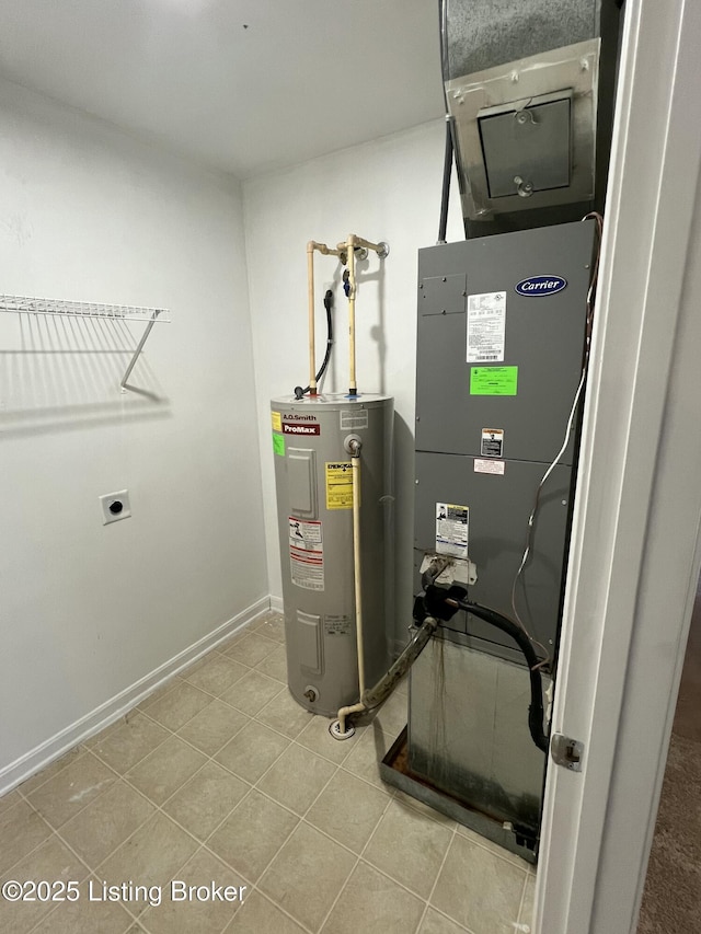 utilities with water heater and heating unit