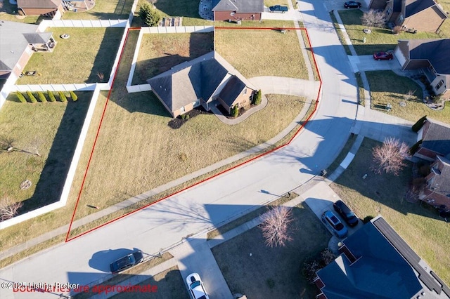 bird's eye view with a residential view