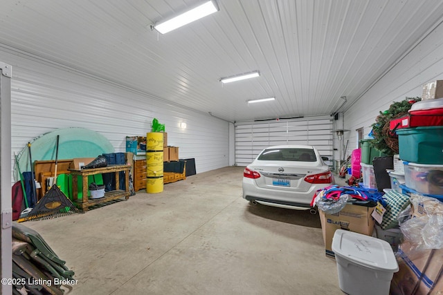 garage with metal wall