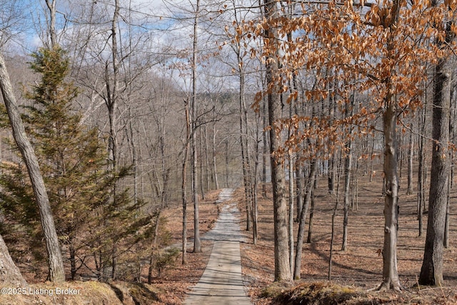 surrounding community featuring a forest view