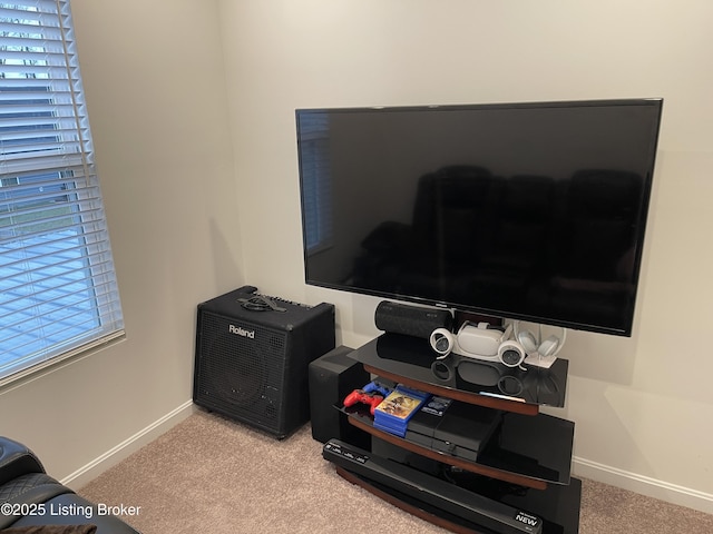 interior space featuring baseboards and carpet flooring