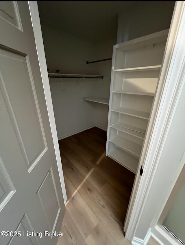 walk in closet featuring light wood-style flooring