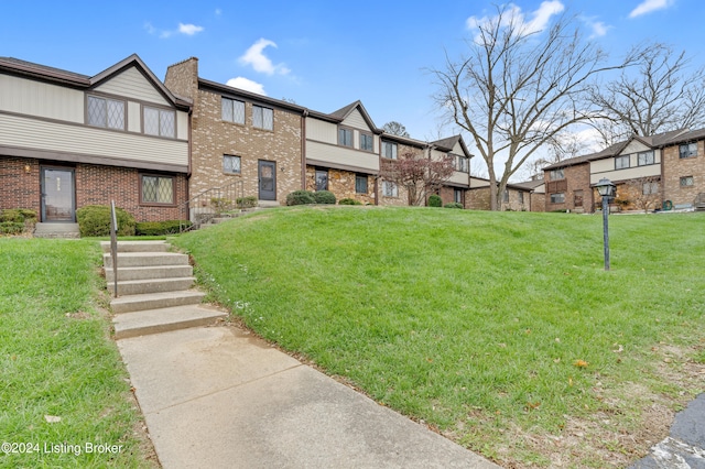 view of community featuring a lawn