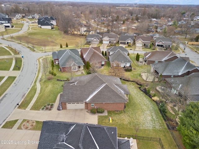 aerial view with a residential view