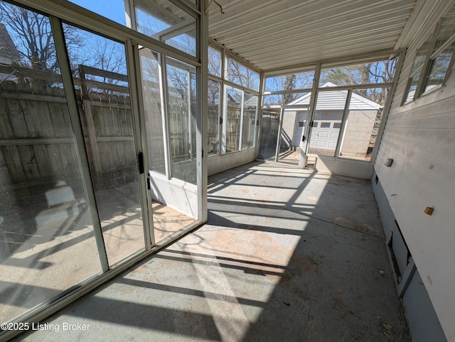 view of unfurnished sunroom