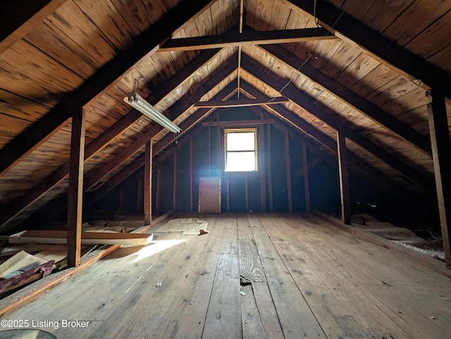 view of unfinished attic