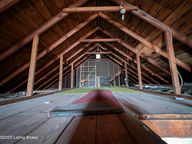 view of unfinished attic